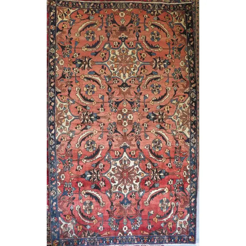 One Of The Kind Hand-Knotted Persian Wool Rug _ Luxurious Vintage Design, 10'2" x 6'11", Artisan Crafted